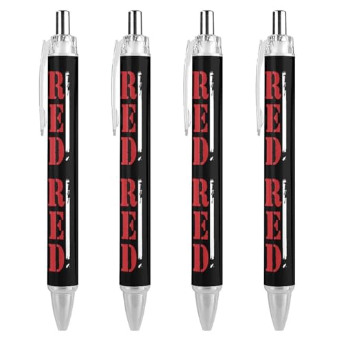 KWQDOZF Kugelschreiber mit amerikanischer Flagge, Rot, „Remember Everyone Deployed-Aufdruck für Damen und Herren, 0,5 mm fein, einziehbarer Kugelschreiber, 4 Stück KWQDOZF Kugelschreiber mit amerikanischer Flagge, Rot, „Remember Everyone Deployed-Aufdruck für Damen und Herren, 0,5 mm fein, einziehbarer Kugelschreiber, 4 Stück von KWQDOZF