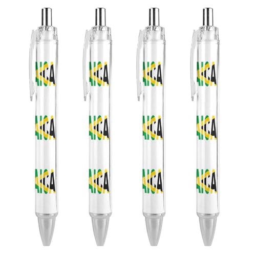 KWQDOZF Kugelschreiber mit jamaikanischem Flaggendruck für Damen und Herren, 0,5 mm fein, einziehbarer Kugelschreiber, 4 Stück KWQDOZF Kugelschreiber mit jamaikanischem Flaggendruck für Damen und Herren, 0,5 mm fein, einziehbarer Kugelschreiber, 4 Stück von KWQDOZF
