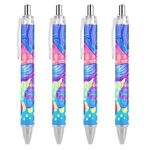 KWQDOZF Kugelschreiber mit magischen Pilzen und psychedelischem Halluzinationsdruck für Damen und Herren, 0,5 mm feiner Druckkugelschreiber, 4 Stück KWQDOZF Kugelschreiber mit magischen Pilzen und psychedelischem Halluzinationsdruck für Damen und Herren, 0,5 mm feiner Druckkugelschreiber, 4 Stück von KWQDOZF