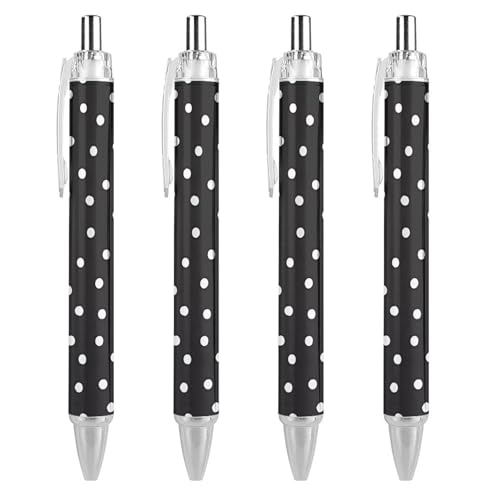 KWQDOZF Kugelschreiber mit schwarz-weißem Tupfenmuster, 0,5 mm fein, einziehbarer Kugelschreiber, 4 Stück KWQDOZF Kugelschreiber mit schwarz-weißem Tupfenmuster, 0,5 mm fein, einziehbarer Kugelschreiber, 4 Stück von KWQDOZF
