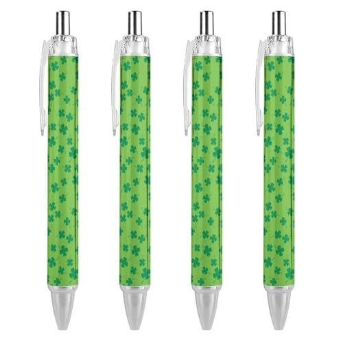 KWQDOZF Kugelschreiber mit vierblättrigem Kleeblatt-Aufdruck für Damen und Herren, 0,5 mm fein, einziehbarer Kugelschreiber, 4 Stück KWQDOZF Kugelschreiber mit vierblättrigem Kleeblatt-Aufdruck für Damen und Herren, 0,5 mm fein, einziehbarer Kugelschreiber, 4 Stück von KWQDOZF