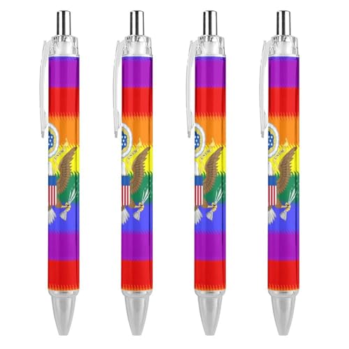 KWQDOZF LGBT-Flagge, Emblem der Vereinigten Staaten, niedlicher Kugelschreiber, einziehbarer Kugelschreiber, 0,5 mm, für Frauen und Männer, Büro, 4 Stück KWQDOZF LGBT-Flagge, Emblem der Vereinigten Staaten, niedlicher Kugelschreiber, einziehbarer Kugelschreiber, 0,5 mm, für Frauen und Männer, Büro, 4 Stück von KWQDOZF