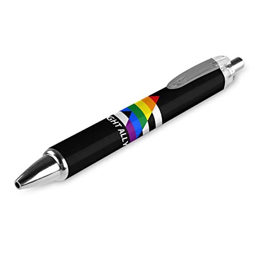 KWQDOZF LGBT Gay Straight Ally Pride Flag Druckkugelschreiber, tragbarer Kugelschreiber mit schwarzer Tinte, Arbeitsstifte für Bürobedarf von KWQDOZF