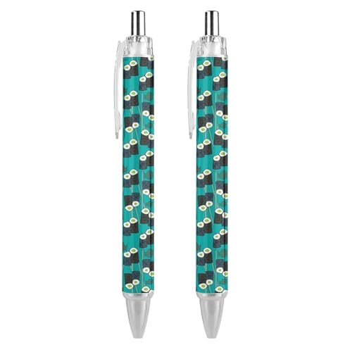 KWQDOZF Lustige Kugelschreiber mit Sushi-Muster, einziehbarer Kugelschreiber, 0,5 mm, für Damen und Herren, Büro, 2 Stück von KWQDOZF