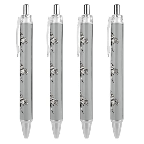 KWQDOZF Lustige Kugelschreiber mit Vogel- und Totenkopfmotiv, Blume, einziehbarer Kugelschreiber, 0,5 mm, für Damen und Herren, Büro, 4 Stück von KWQDOZF