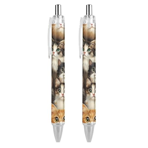 KWQDOZF Niedliche Kugelschreiber mit Katzenmotiv, einziehbarer Kugelschreiber, 0,5 mm, für Damen und Herren, Büro, 2 Stück KWQDOZF Niedliche Kugelschreiber mit Katzenmotiv, einziehbarer Kugelschreiber, 0,5 mm, für Damen und Herren, Büro, 2 Stück von KWQDOZF