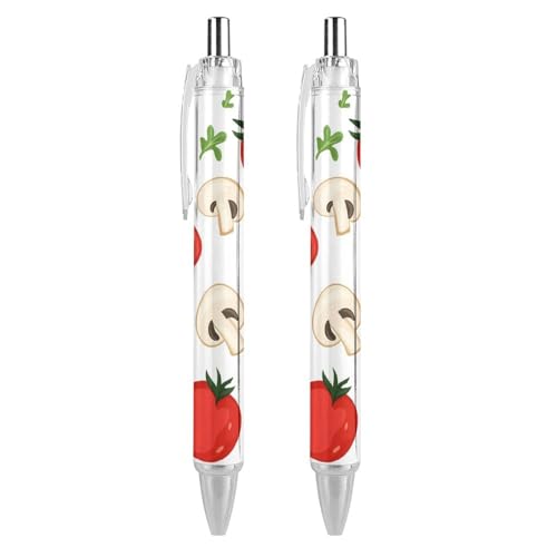 KWQDOZF Niedliche Kugelschreiber mit Tomaten- und Pilzmotiv, einziehbarer Kugelschreiber, 0,5 mm, für Damen und Herren, Büro, 2 Stück KWQDOZF Niedliche Kugelschreiber mit Tomaten- und Pilzmotiv, einziehbarer Kugelschreiber, 0,5 mm, für Damen und Herren, Büro, 2 Stück von KWQDOZF
