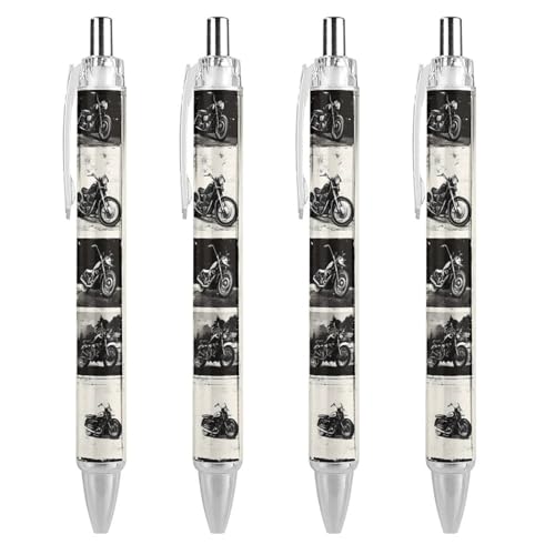 KWQDOZF Niedliche Kugelschreiber mit Vintage-Motorrädern, einziehbarer Kugelschreiber, 0,5 mm, für Damen und Herren, Büro, 4 Stück KWQDOZF Niedliche Kugelschreiber mit Vintage-Motorrädern, einziehbarer Kugelschreiber, 0,5 mm, für Damen und Herren, Büro, 4 Stück von KWQDOZF