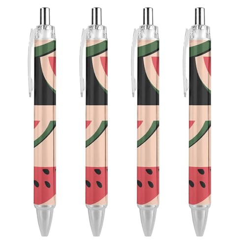 KWQDOZF Niedliche Kugelschreiber mit Wassermelonenscheiben, einziehbarer Kugelschreiber, 0,5 mm, für Damen und Herren, Büro, 4 Stück KWQDOZF Niedliche Kugelschreiber mit Wassermelonenscheiben, einziehbarer Kugelschreiber, 0,5 mm, für Damen und Herren, Büro, 4 Stück von KWQDOZF