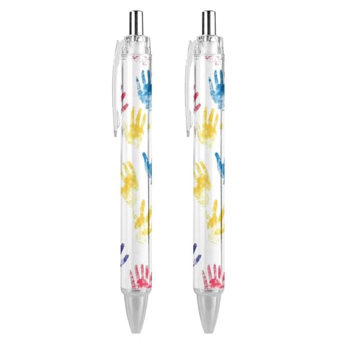 KWQDOZF Niedlicher Kugelschreiber mit Autismus-Motiv, farbige Palmenabdrücke, einziehbarer Kugelschreiber, 0,5 mm, für Damen und Herren, Büro, 2 Stück KWQDOZF Niedlicher Kugelschreiber mit Autismus-Motiv, farbige Palmenabdrücke, einziehbarer Kugelschreiber, 0,5 mm, für Damen und Herren, Büro, 2 Stück von KWQDOZF