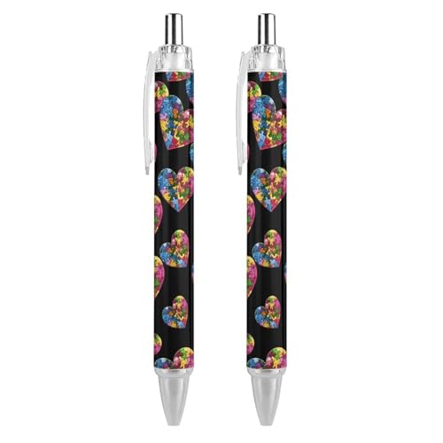 KWQDOZF Niedlicher Kugelschreiber mit Erdpuzzle-Herz, einziehbarer Kugelschreiber, 0,5 mm, für Damen und Herren, Büro, 2 Stück KWQDOZF Niedlicher Kugelschreiber mit Erdpuzzle-Herz, einziehbarer Kugelschreiber, 0,5 mm, für Damen und Herren, Büro, 2 Stück von KWQDOZF