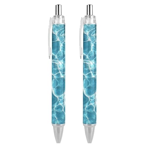 KWQDOZF Niedlicher Kugelschreiber mit Glas-Meerwasser-Motiv, einziehbarer Kugelschreiber, 0,5 mm, für Damen und Herren, Büro, 2 Stück KWQDOZF Niedlicher Kugelschreiber mit Glas-Meerwasser-Motiv, einziehbarer Kugelschreiber, 0,5 mm, für Damen und Herren, Büro, 2 Stück von KWQDOZF