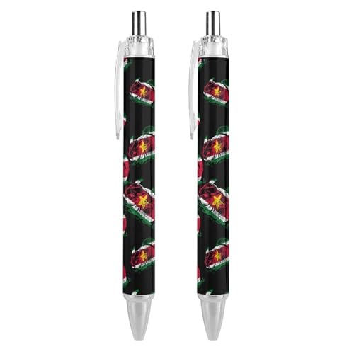 KWQDOZF Niedlicher Kugelschreiber mit Surinam-Flagge, Chinchilla, einziehbarer Kugelschreiber, 0,5 mm, für Damen und Herren, Büro, 2 Stück KWQDOZF Niedlicher Kugelschreiber mit Surinam-Flagge, Chinchilla, einziehbarer Kugelschreiber, 0,5 mm, für Damen und Herren, Büro, 2 Stück von KWQDOZF
