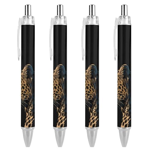 KWQDOZF Niedlicher Leoparden-Kugelschreiber, einziehbarer Kugelschreiber, 0,5 mm, für Damen und Herren, Büro, 4 Stück KWQDOZF Niedlicher Leoparden-Kugelschreiber, einziehbarer Kugelschreiber, 0,5 mm, für Damen und Herren, Büro, 4 Stück von KWQDOZF