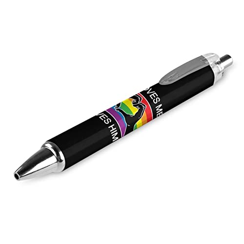 KWQDOZF Progress Pride Flag He Love Me Druckkugelschreiber, tragbarer Kugelschreiber mit schwarzer Tinte, Arbeitsstifte für Bürobedarf von KWQDOZF