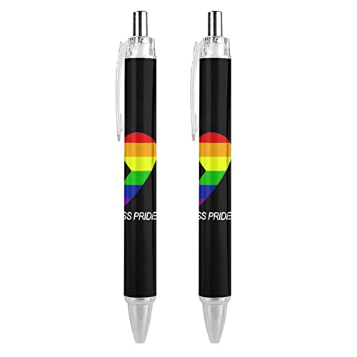 KWQDOZF Progress Pride Flag Rainbow Gay Lesbian Transgender Bisexual LGBTQ Druckkugelschreiber, tragbarer Kugelschreiber mit schwarzer Tinte, Arbeitsstifte für Bürobedarf von KWQDOZF
