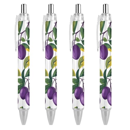 KWQDOZF Prunes Niedliche Kugelschreiber, Druckkugelschreiber, 0,5 mm, für Damen und Herren, Büro, 4 Stück KWQDOZF Prunes Niedliche Kugelschreiber, Druckkugelschreiber, 0,5 mm, für Damen und Herren, Büro, 4 Stück von KWQDOZF