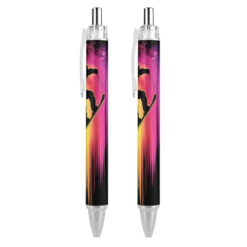 KWQDOZF Regenbogen-Kugelschreiber mit Skirennfahrer-Motiv, niedlich, einziehbarer Kugelschreiber, 0,5 mm, für Damen und Herren, Büro, 2 Stück KWQDOZF Regenbogen-Kugelschreiber mit Skirennfahrer-Motiv, niedlich, einziehbarer Kugelschreiber, 0,5 mm, für Damen und Herren, Büro, 2 Stück von KWQDOZF