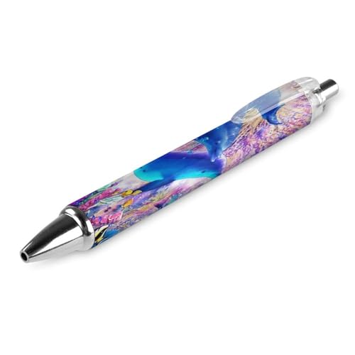 KWQDOZF Schöner Delfin, lustiger Kugelschreiber, einziehbarer Kugelschreiber, 0,5 mm, für Damen und Herren, Büro, 1 Stück von KWQDOZF