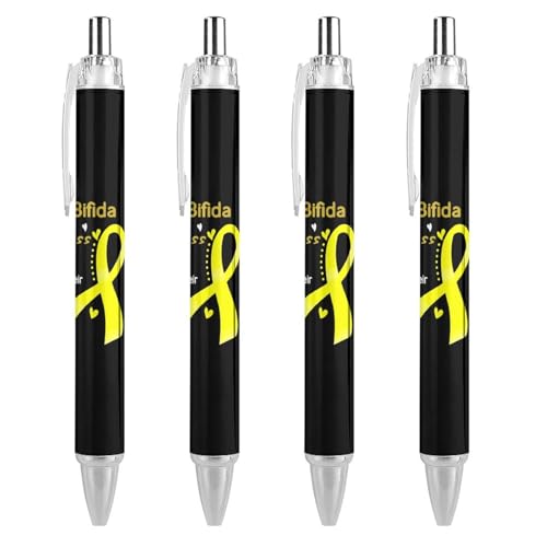 KWQDOZF Spina Bifida Awareness Einziehbarer Kugelschreiber, Schreibkugel mit schwarzer Tinte, Geschenke für Studenten, Büro-Schreibwaren von KWQDOZF