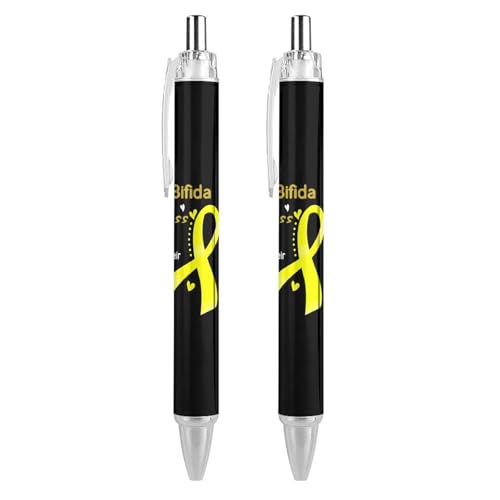 KWQDOZF Spina Bifida Awareness Einziehbarer Kugelschreiber, Schreibkugel mit schwarzer Tinte, Geschenke für Studenten, Büro-Schreibwaren von KWQDOZF