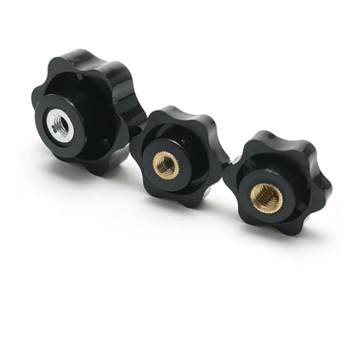 Blütenförmiger Schraubengriff, M4 M5 M6 M8 M10 M12 Pflaume Handfestziehen Muttern Griff Gewinde Stern Mechanische Schwarz Klemm Knopf Manuelle Muttern(Perforated Type1,38 M6 3PCS) von KXAOXGRC