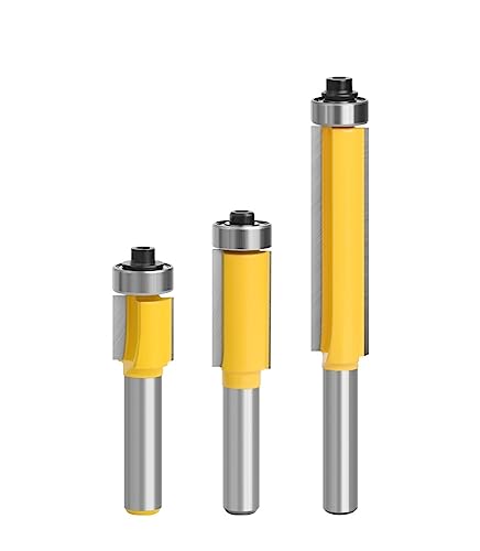 Flush Trim Router Bit With Bearing, 3er-Pack 8 mm Schaft Flush Trim Router Bits mit Lager for Holz Hartmetall verschiedene Größen(3 Pcs Set) von KXAOXGRC
