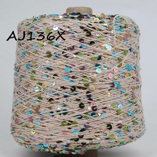 Pailletten-merzerisiertes Garn, 50 g Glitzer-Pailletten-Mischgarn, for Stricken, Häkeln, DIY, mehrfarbig(AJ136X) von KXAOXGRC