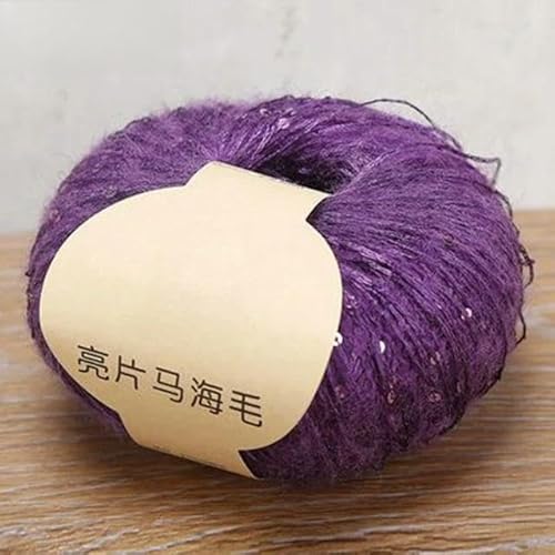 Pailletten-merzerisiertes Garn, 50 g Mohair-Mischgarn for Stricken und Häkeln mit Pailletten, mehrfarbig(41) von KXAOXGRC