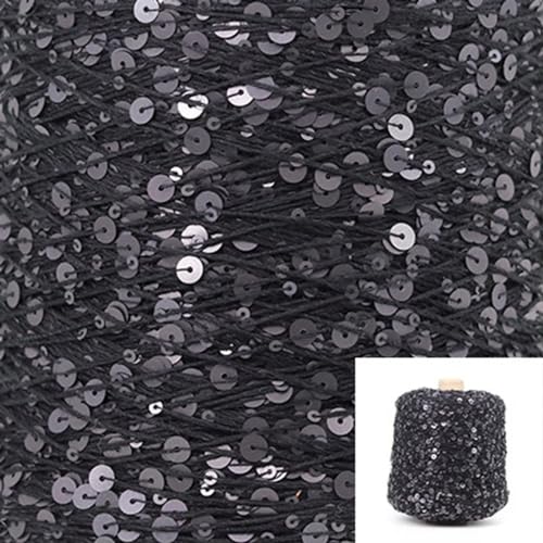 Pailletten-merzerisiertes Garn, Baumwoll-Paillettengarn, 50 g, Strang, mehrfarbig, 6 mm, 3 mm, for Handstricken, DIY(Aj008) von KXAOXGRC