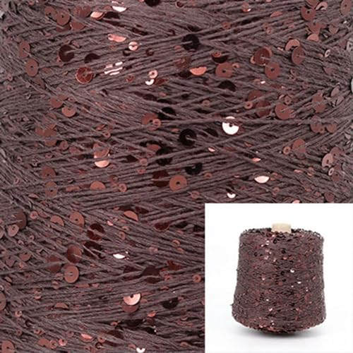 Pailletten-merzerisiertes Garn, Baumwoll-Paillettengarn, 50 g, Strang, mehrfarbig, 6 mm, 3 mm, for Handstricken, DIY(Aj026) von KXAOXGRC
