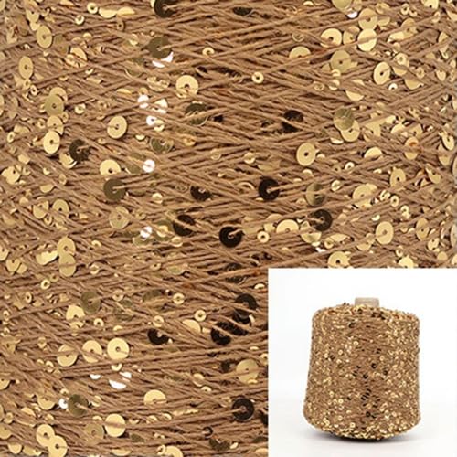 Pailletten-merzerisiertes Garn, Baumwoll-Paillettengarn, 50 g, Strang, mehrfarbig, 6 mm, 3 mm, for Handstricken, DIY(Aj033) von KXAOXGRC