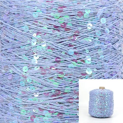 Pailletten-merzerisiertes Garn, Baumwoll-Paillettengarn, 50 g, Strang, mehrfarbig, 6 mm, 3 mm, for Handstricken, DIY(Aj069) von KXAOXGRC