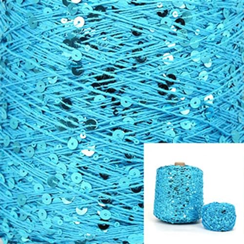 Pailletten-merzerisiertes Garn, Baumwoll-Paillettengarn, 50 g, Strang, mehrfarbig, 6 mm, 3 mm, for Handstricken, DIY(Aj090) von KXAOXGRC