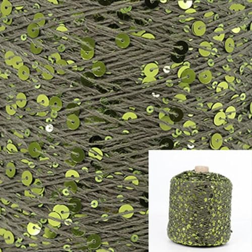 Pailletten-merzerisiertes Garn, Baumwoll-Paillettengarn, 50 g, Strang, mehrfarbig, 6 mm, 3 mm, for Handstricken, DIY(Aj118) von KXAOXGRC