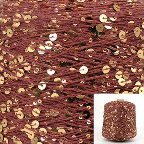 Pailletten-merzerisiertes Garn, Baumwoll-Paillettengarn, 50 g, Strang, mehrfarbig, 6 mm, 3 mm, for Handstricken, DIY(Aj119) von KXAOXGRC