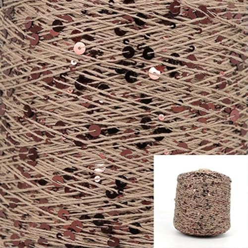 Pailletten-merzerisiertes Garn, Baumwoll-Paillettengarn, 50 g, Strang, mehrfarbig, 6 mm, 3 mm, for Handstricken, DIY(Aj120) von KXAOXGRC