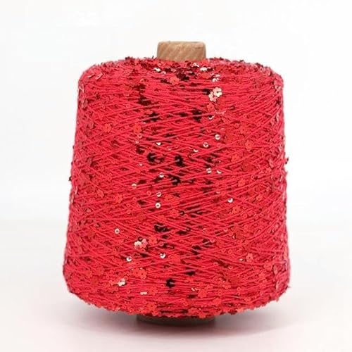 Pailletten-merzerisiertes Garn, Baumwoll-Paillettengarn, 500 g, for Handstricken und Häkeln, mit 3 mm und 6 mm Pailletten, mehrfarbig(AJ003-500G) von KXAOXGRC