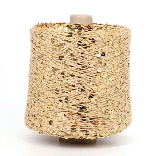 Pailletten-merzerisiertes Garn, Baumwoll-Paillettengarn, 500 g, for Handstricken und Häkeln, mit 3 mm und 6 mm Pailletten, mehrfarbig(AJ034-500G) von KXAOXGRC