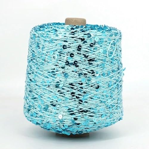 Pailletten-merzerisiertes Garn, Baumwoll-Paillettengarn, 500 g, for Handstricken und Häkeln, mit 3 mm und 6 mm Pailletten, mehrfarbig(AJ061-500G) von KXAOXGRC