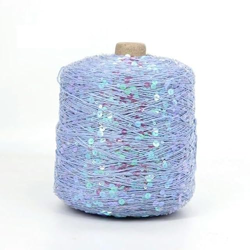 Pailletten-merzerisiertes Garn, Baumwoll-Paillettengarn, 500 g, for Handstricken und Häkeln, mit 3 mm und 6 mm Pailletten, mehrfarbig(AJ069-500G) von KXAOXGRC