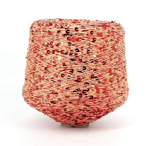 Pailletten-merzerisiertes Garn, Baumwoll-Paillettengarn, 500 g, for Handstricken und Häkeln, mit 3 mm und 6 mm Pailletten, mehrfarbig(AJ097-500G) von KXAOXGRC