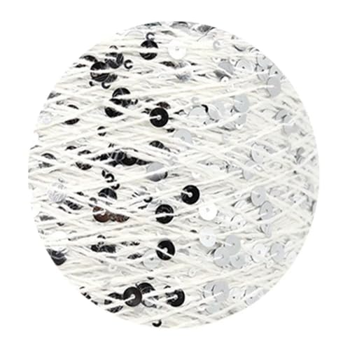 Pailletten-merzerisiertes Garn, Baumwoll-Strickgarn, 50 g, 140 m, mehrfarbige Pailletten, 3 mm, 6 mm, for Handstricken, DIY(Aj021) von KXAOXGRC