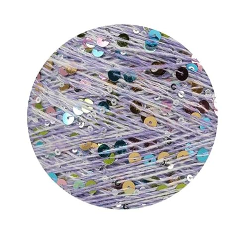 Pailletten-merzerisiertes Garn, Pailletten-Baumwollgarn, 50 g, 140 m, 3 mm, 6 mm, Pailletten, mehrfarbig, for Handstricken, DIY(AW020) von KXAOXGRC