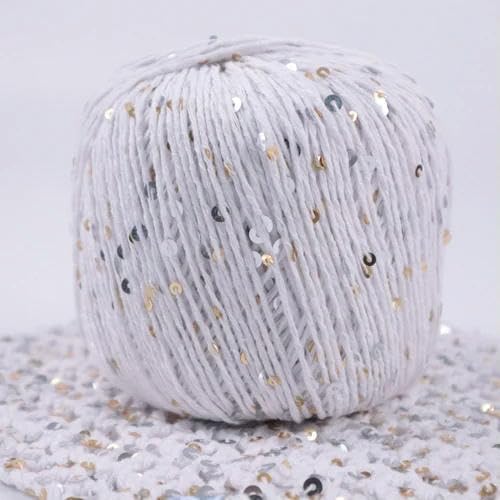 Pailletten-merzerisiertes Garn, Pailletten-Baumwollgarn, Schwarz und Weiß, 50 g(2) von KXAOXGRC