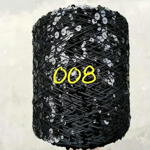 Pailletten-merzerisiertes Garn, Paillettengarn, 20 g, 99% Baumwolle, mehrfarbig, 6 mm – 3 mm, 58 Meter, for Handstricken(20g 008) von KXAOXGRC