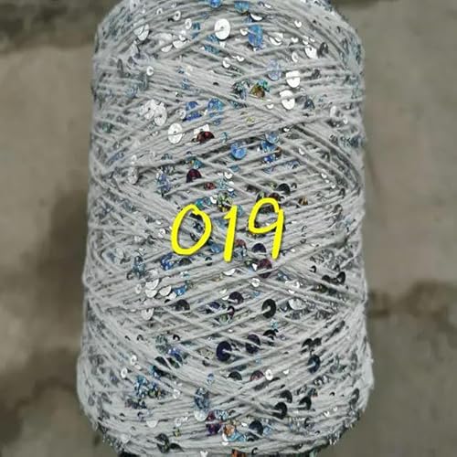 Pailletten-merzerisiertes Garn, Paillettengarn, 20 g, 99% Baumwolle, mehrfarbig, 6 mm – 3 mm, 58 Meter, for Handstricken(20g 019) von KXAOXGRC