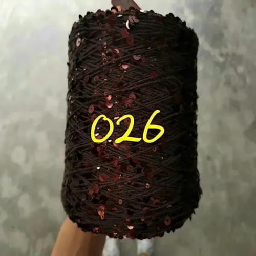 Pailletten-merzerisiertes Garn, Paillettengarn, 20 g, 99% Baumwolle, mehrfarbig, 6 mm – 3 mm, 58 Meter, for Handstricken(20g 026) von KXAOXGRC
