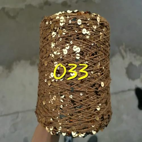 Pailletten-merzerisiertes Garn, Paillettengarn, 20 g, 99% Baumwolle, mehrfarbig, 6 mm – 3 mm, 58 Meter, for Handstricken(20g 033) von KXAOXGRC
