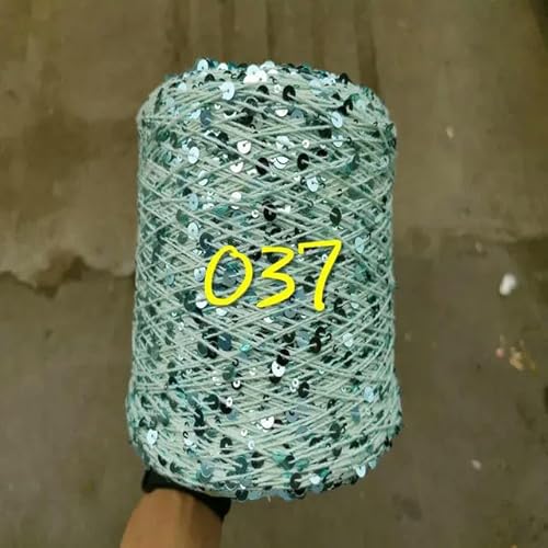Pailletten-merzerisiertes Garn, Paillettengarn, 20 g, 99% Baumwolle, mehrfarbig, 6 mm – 3 mm, 58 Meter, for Handstricken(20g 037) von KXAOXGRC